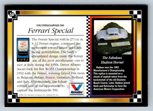 Valvoline 100 Years of Racing Traks Card Ferrari Special Alberto Ascari 1952 - Picture 2 of 2
