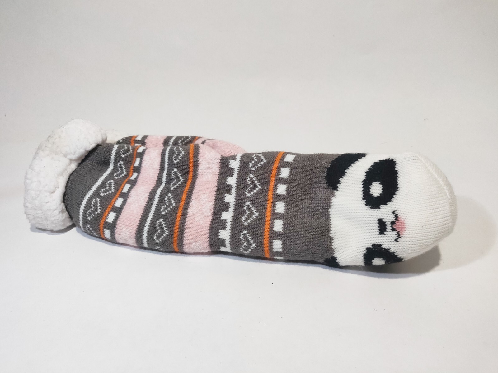 SAOLA Calzini panda lounge ragazze rosa grigio finta suola sherpa impugnature E