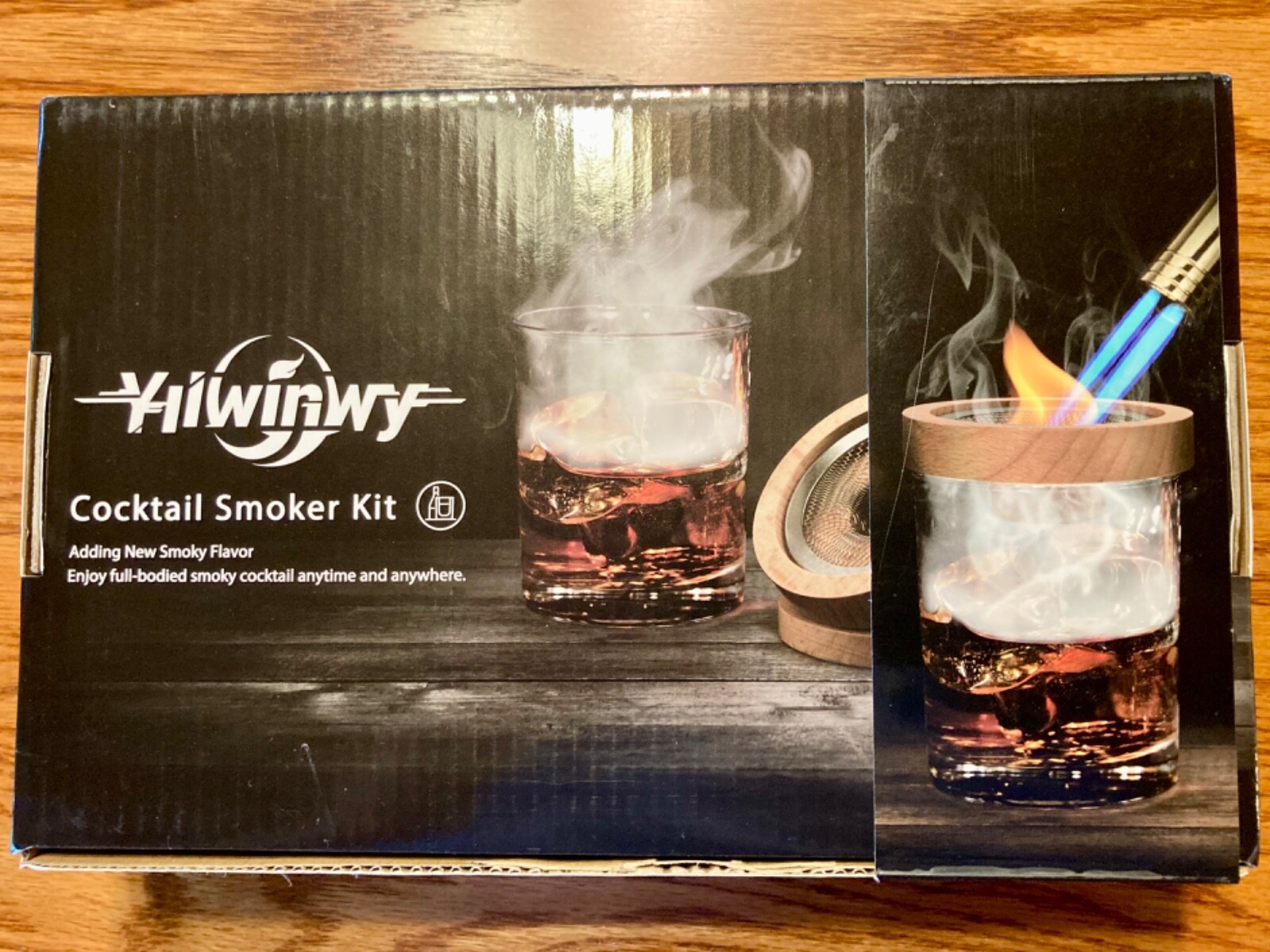 Yiiwinwy Cocktail Smoker Kit w/ Torch,Whiskey Smoker Kit w/ 6 Flavor Wood NEW