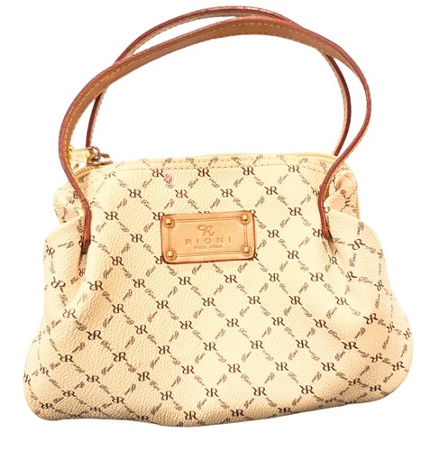Rioni Leder Creme & Braun Signatur Tasche Mini Authentisch "The Baby"
