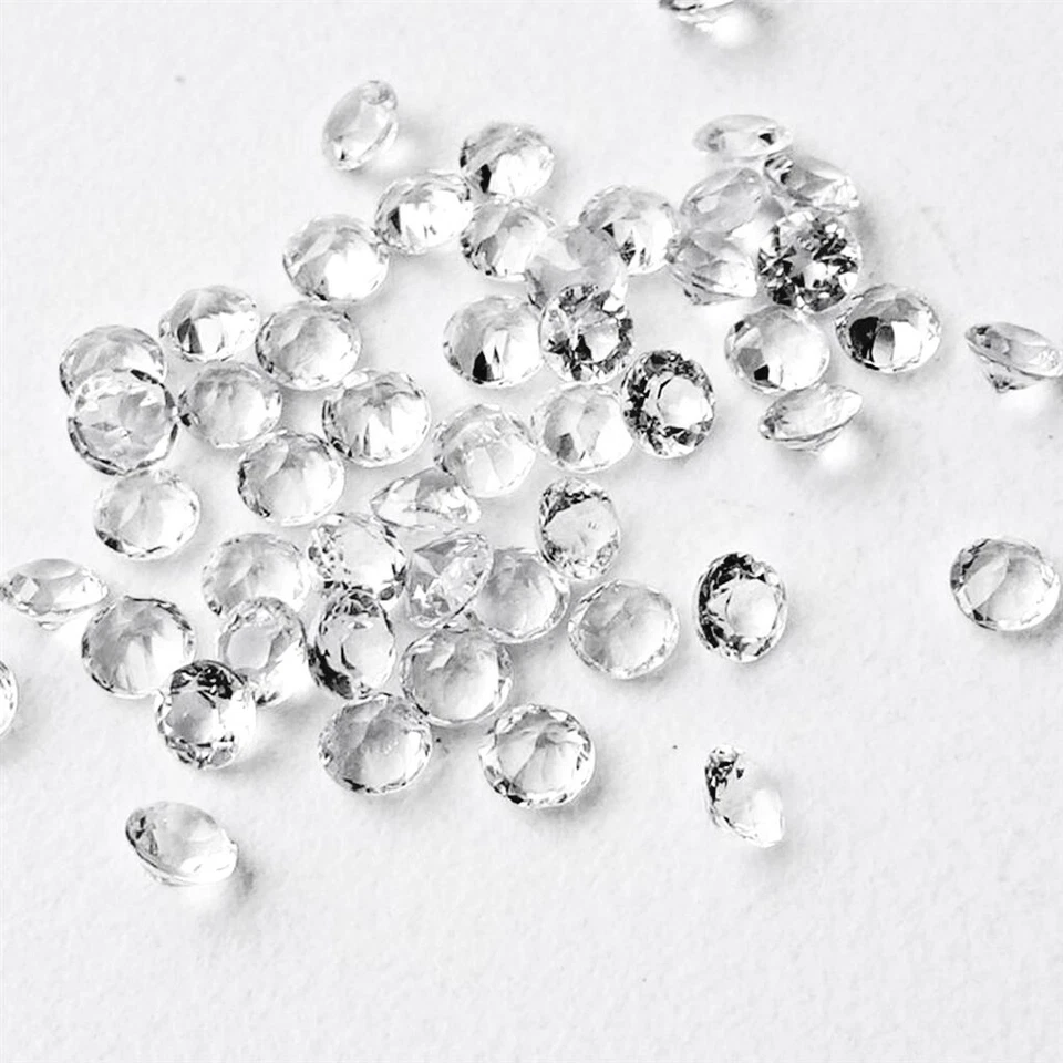 Venta al por mayor Lote de piedras preciosas calibradas sueltas de topacio blanco natural facetado redondo de 5 mm Foto 3 de 4