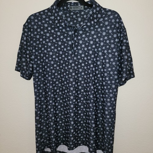 G/fore Sketch Printed Skulls TOUR LOGO Golf Polo Shirt sz M Black White ...