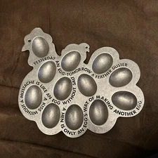 Vintage 1976 York Metal Crafters Hen & Chick Pewter Deviled Eggs Platter