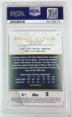 世界に99枚　TOPPS GOLD LABEL 2018 Topps Gold Label Ronald Acuna Jr. Class 3 PSA 10 Rookie Card