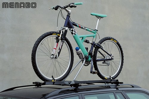 PORTABICI DA TETTO PER BARRE PORTATUTTO PORTATA 15KG MOD HUGGY MENABO UNIVERSALE - Foto 3 di 4