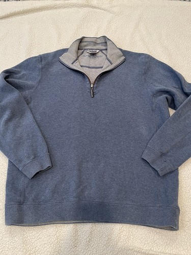 Zip Reversible Pullover Sweater Blue 