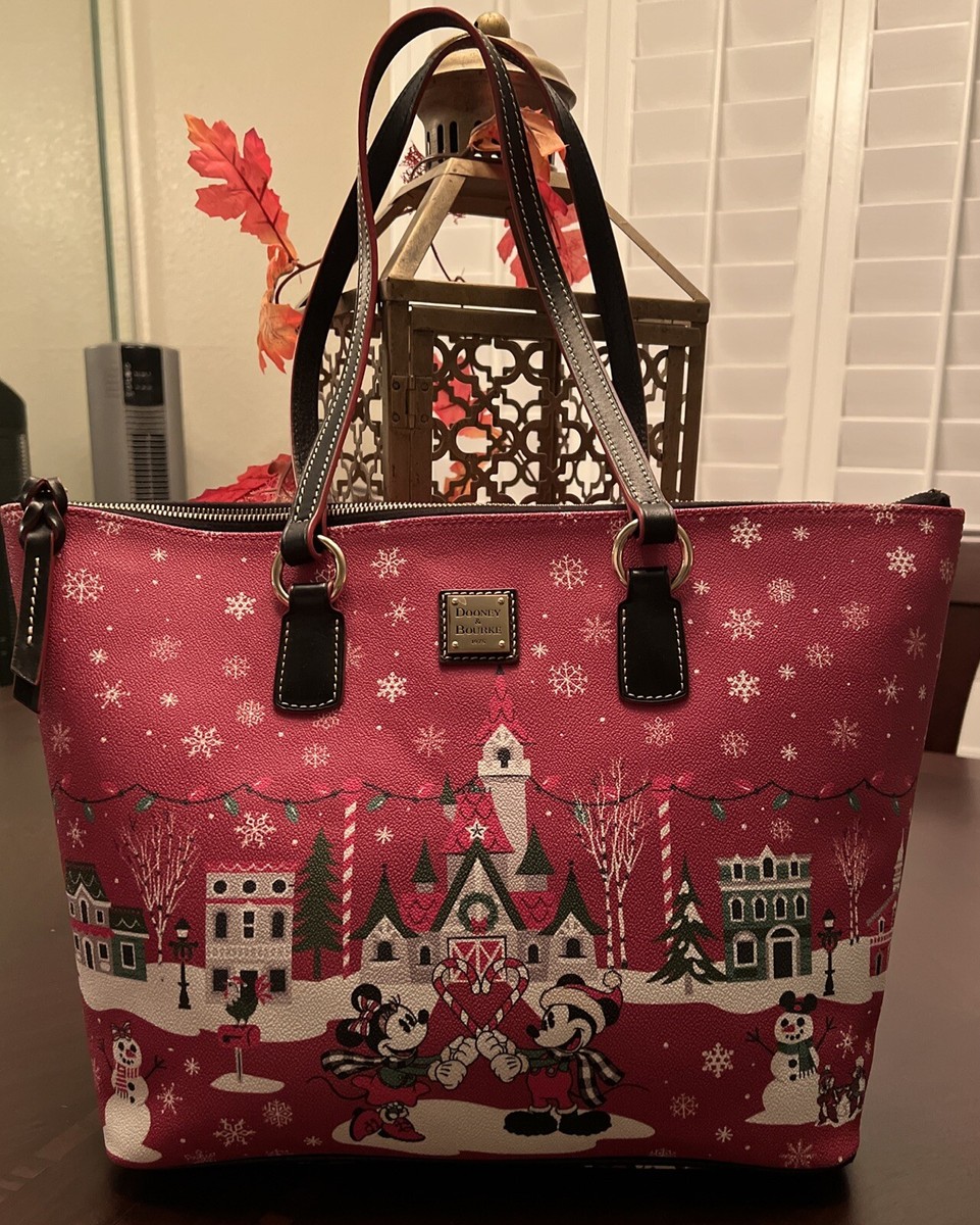 Disney Dooney Bourke Yuletide Christmas Holiday Mickey Friends Large  Tote