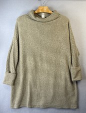 We The Free People Kitty Waffle Thermal Knit Tunic Dress Size Medium Olive Green