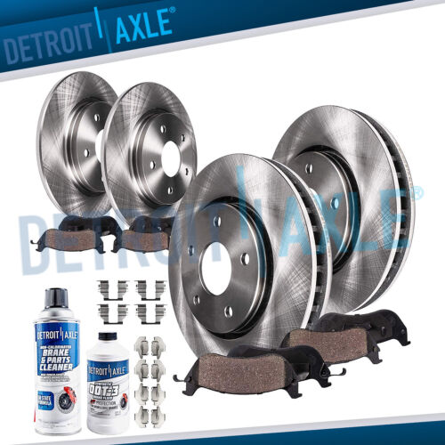 Front & Rear Disc Rotors + Ceramic Brake Pads for 2011 2012 2013 Chevy Impala - Picture 1 of 8