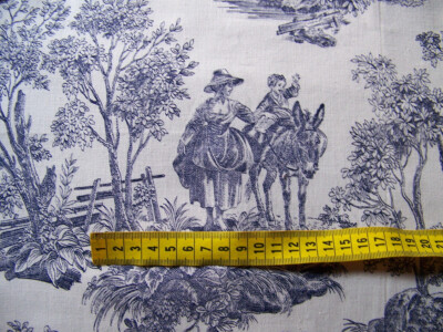 Coupon Tissu Style Jouy Gris Noir - 92x120 Cm, Coton, Motif Floral, Occasion