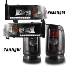Headlights Tail Lights Set For 1994-2001 Dodge Ram 1500 2500 3500 Clear Smoke