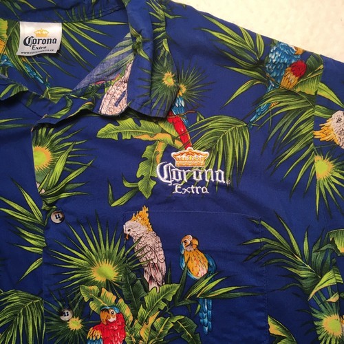 Corona Extra Parrot Jimmy Buffett camicia hawaiana con bottoni uomo large - Foto 4 di 11