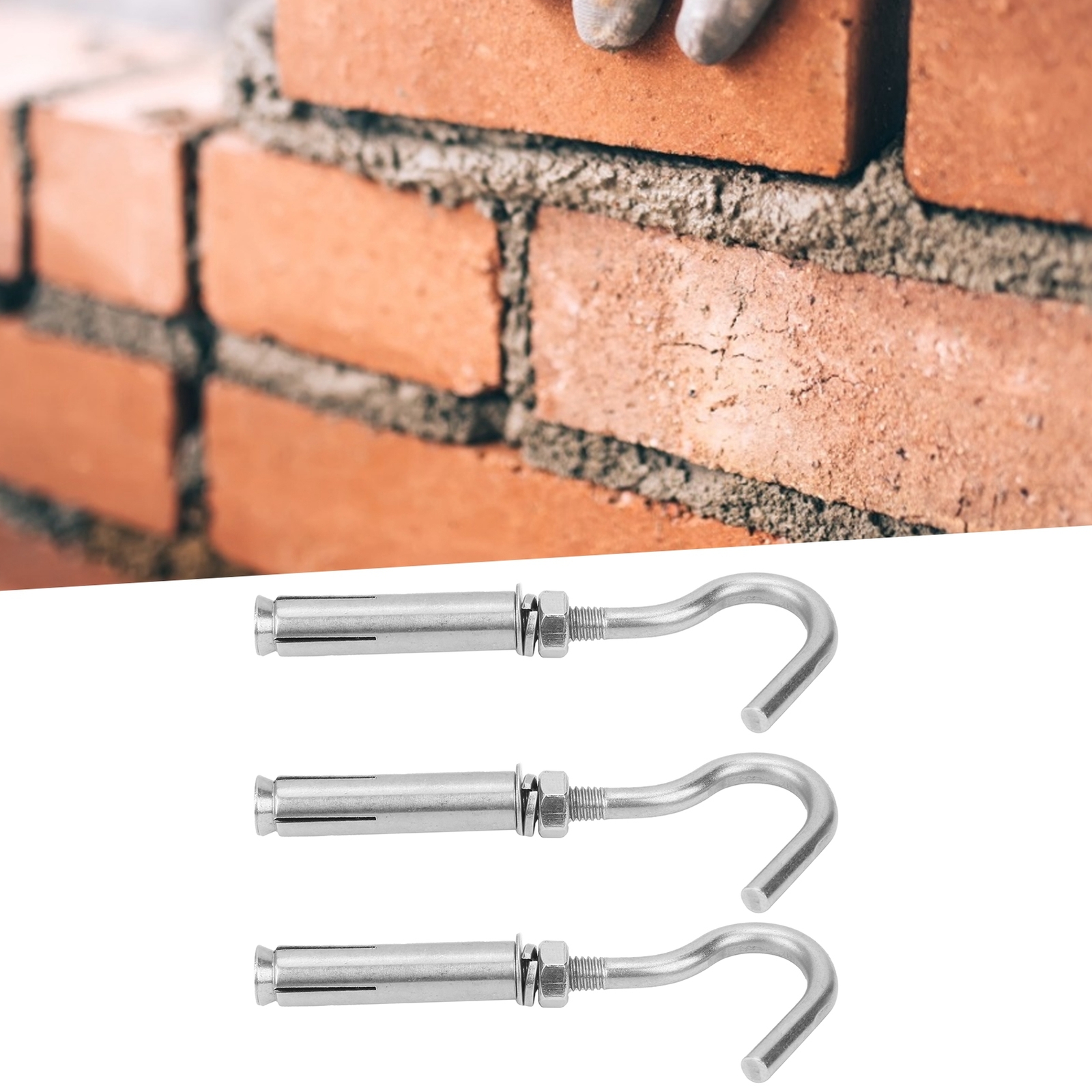 10Pcs M6 Expansion Screw Hook 304 Stainless Steel Wall Concrete Brick