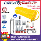 20Pc Air Compressor Tool Accessory Kit 25Ft Recoil Hose Gun Nozzles Set 1/4" Npt