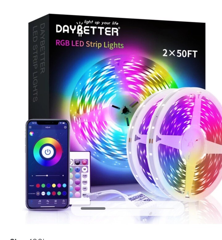 LED Strip Lights 100ft (2 Rolls of 50ft) Rope Light Strips with 44-Key Remot...-image