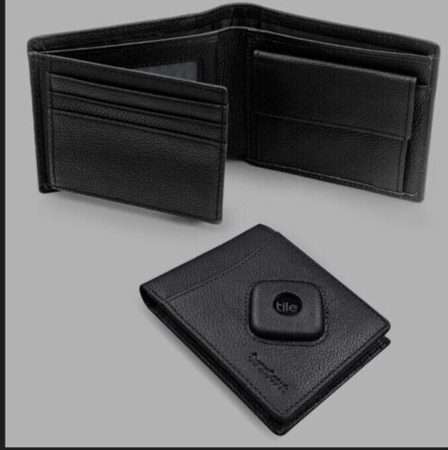 SwanScout Black RFID leather Wallet for Tile Mate - Afbeelding 1 van 5