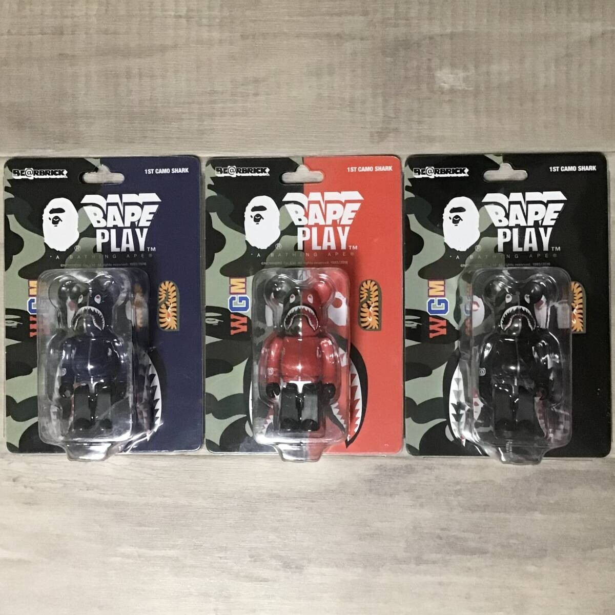 Bearbrick Bape 1st Camo Shark 100 Red 2017 Limited MEDICOM