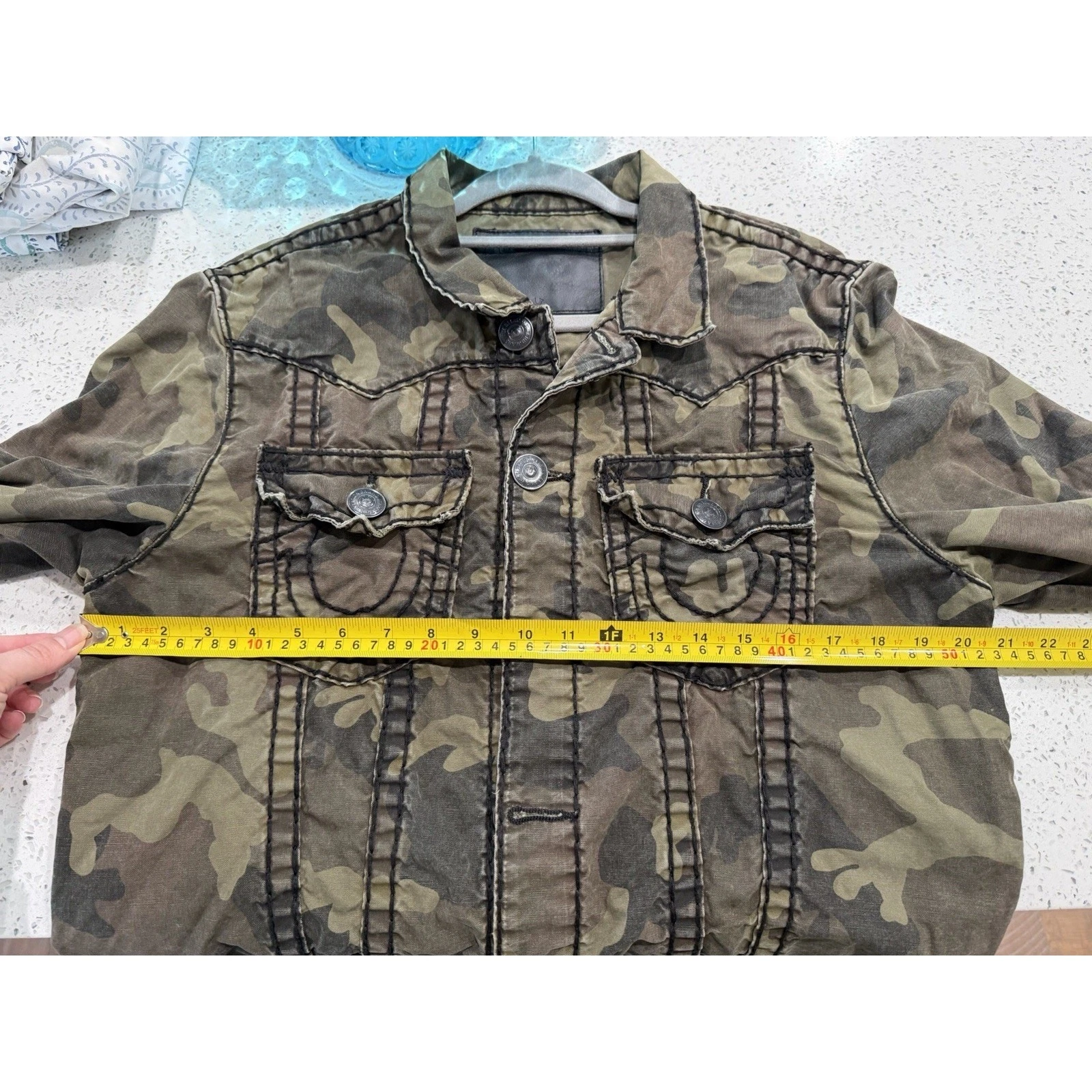 RARE True Religion Jimmy Super T Olive Green Camo Jacket Large image 10