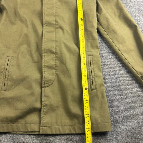 Topman Mens Olive Green Khaki Car Coat Jacket Size Small Hidden Button Placket image 5