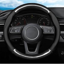 Autsop Lenkradbezug Auto Schwarz Nappa Perforiertes Leder,Kohlefaser