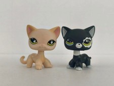 2pcs/lot LPS Toys Littlest Pet Shop Yellow Black short hair Cat 733 2249 Figure