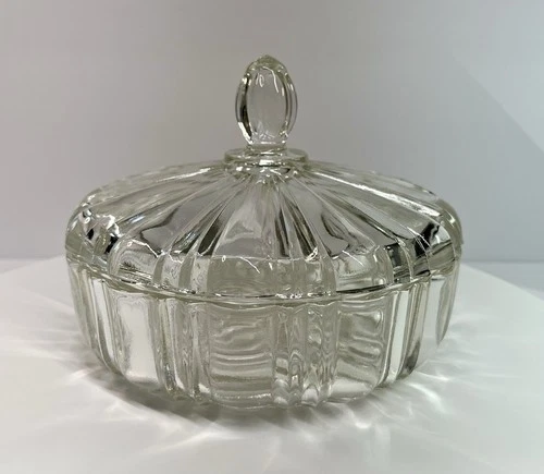 Vintage Anchor Hocking Old Cafe Clear Candy Dish With Lid 1940 Cottagecore