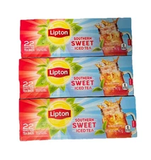 3x Lipton Southern Sweet Tea Iced  Drink Mix 22 Family Size Tea Bags 90.7g Box