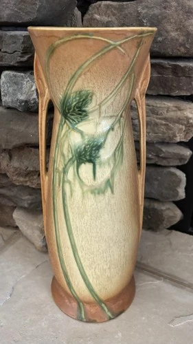 Roseville Pottery Futura Tall Teasal Vase 438-15 Art Deco 1928