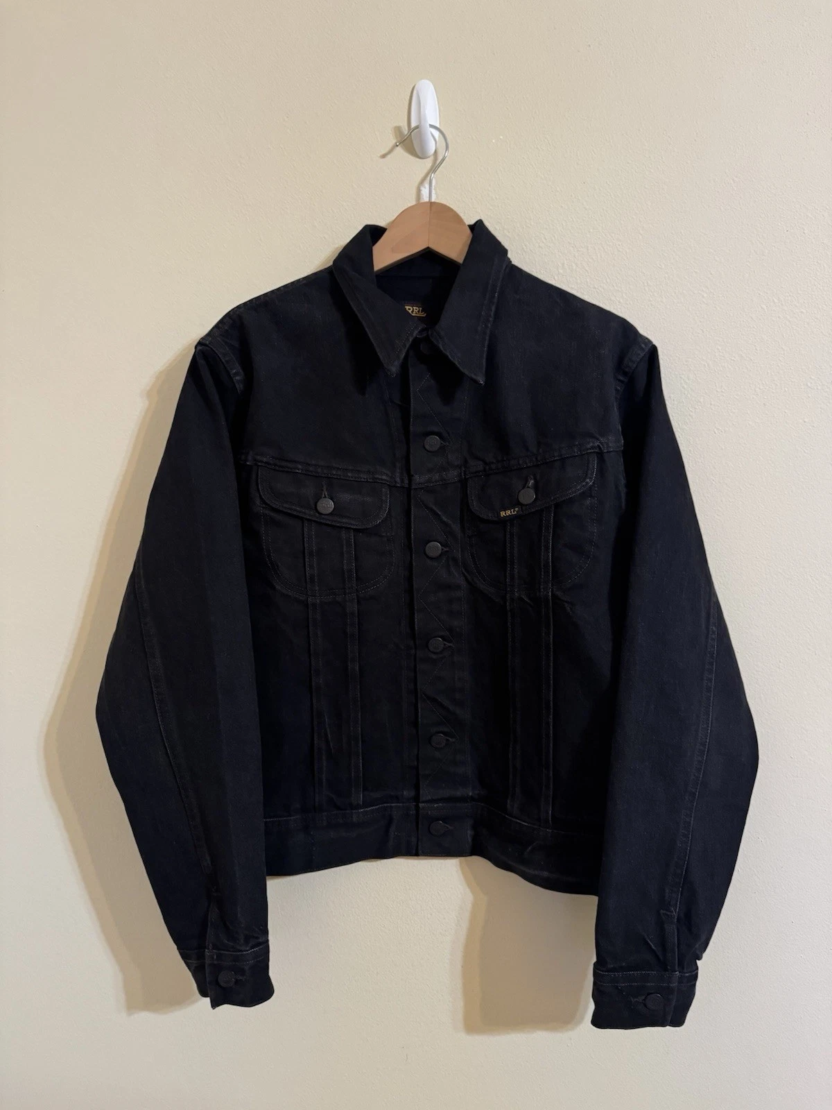 RRL Double RL Ralph Lauren Lot 271 Worn In Black Wash Denim Jacket Medium image 1