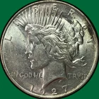 1927-D Peace Dollar Choice Almost Uncirculated AU+ Coin #42041