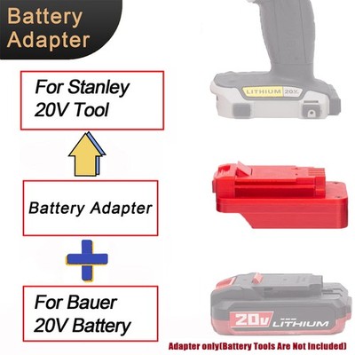 For Bauer 20V Li-ion Battery Adapter Converter to for Stanley 20V Power Tools