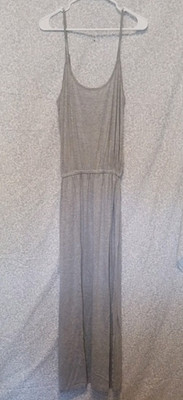 Sofra Women s Gray Solid Scoop Neck With Straps One-Piece Dress L