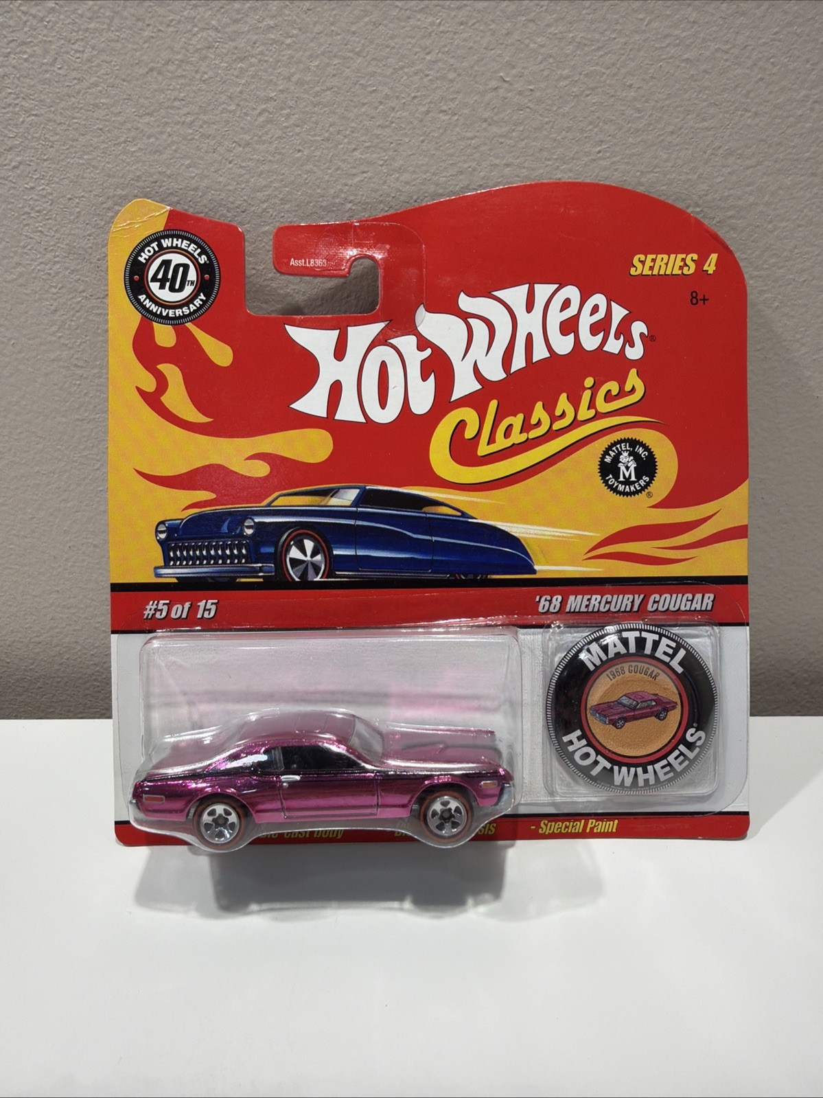 Hot Wheels '68 Mercury Cougar #5 - Pink - 2008 Hot Wheels Classics B32