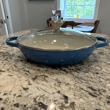 Le Creuset Blue Enamel Cast Iron Round Casserole Pan 3.5qt with Lid, 12in