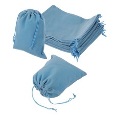 12 Pcs Velvet Drawstring Bag 6.7 x 9" Jewelry Pouches Gift Bags, Light Blue