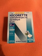 Nicorette Gum Value Pack 2mg White Ice Mint Flavor, 160 Pieces EXP. 02/2028