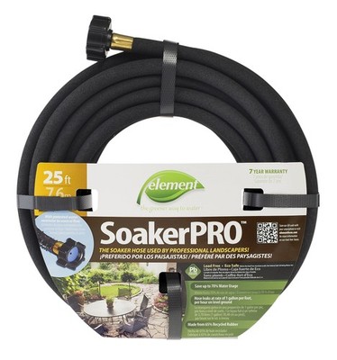 Element SoakerPRO Soaker Hose, 25' Length, 3/8'' Diameter, Black