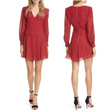 ALICE + OLIVIA 'Poly' Leopard Print V-Neck Strong-Shoulder A-Line Mini Dress