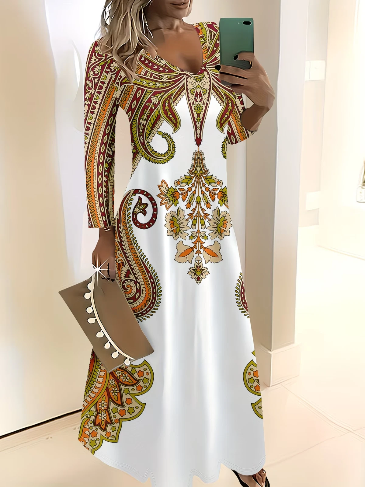 Women Long Sleeve Maxi Dress V Neck Elegant Casual Fall Winter Flowy Dress
Opens in a new window or