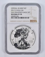 2012-S PF70 Reverse American Silver Eagle San Francisco Set NGC Brown Lbl
