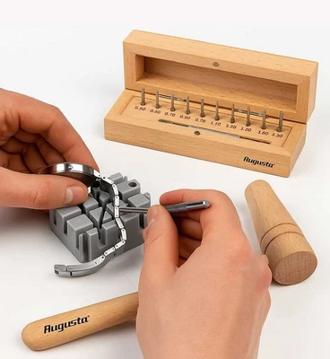 Correa de reloj herramienta acortador de pulsera juego de expresión de lápiz con martillo + base AUGUSTA