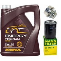 MotoröL Filter Set Mannol 5W-30 5 Liter + Schraube FüR Mitsubishi L 300 III ASX