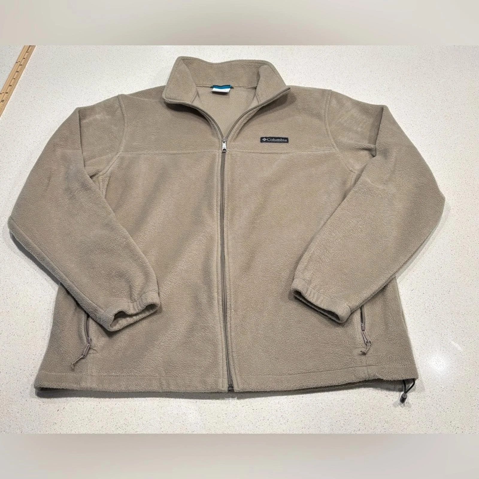 Columbia Beige Full-Zip Fleece Jacket - Size XL