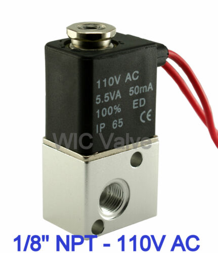 1/8" Pneumatic 3 Way Electric Solenoid Zero Differential Process Valve 110V AC - Picture 1 of 5