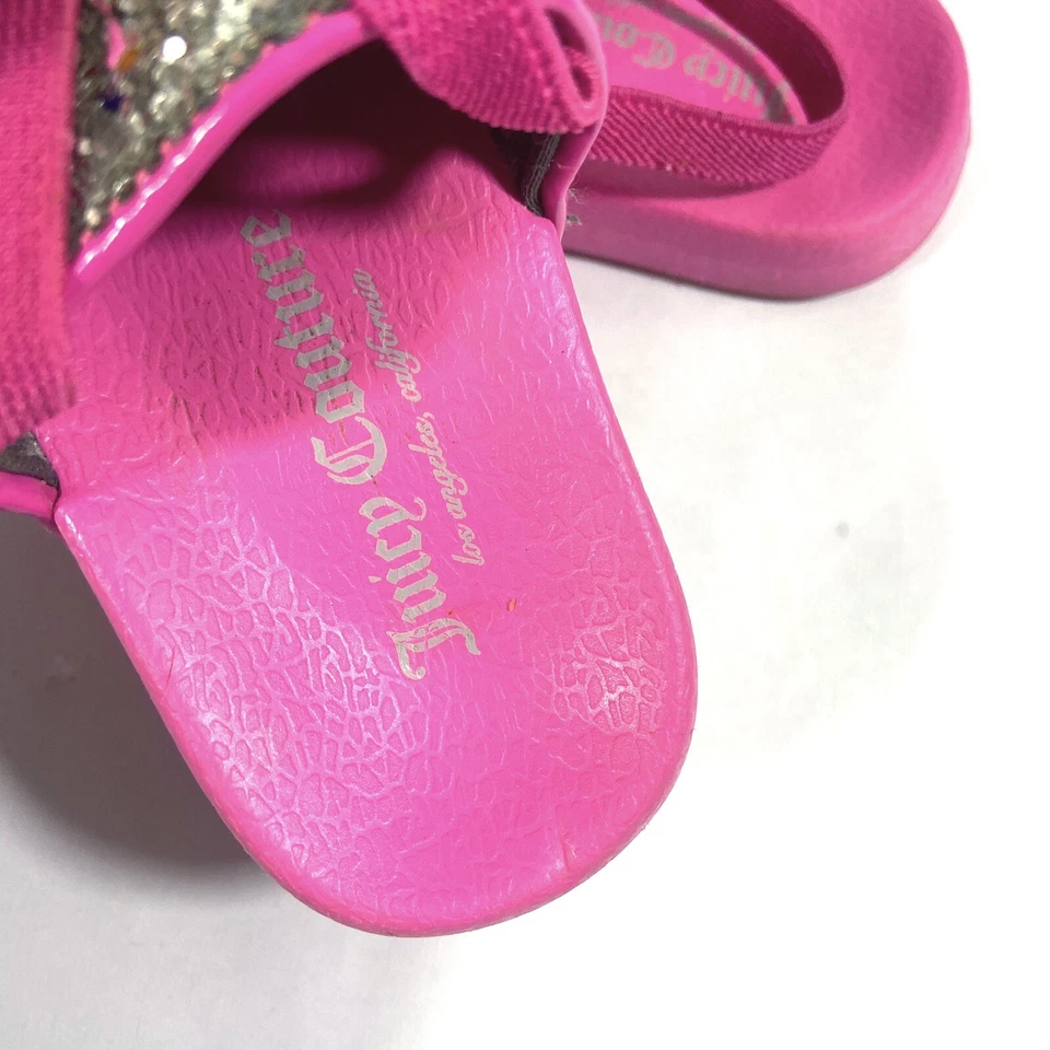 Sandalias deslizantes JUICY COUTURE para bebés niñas plateadas brillantes/rosa Reino Unido infante 5 Foto 4 de 4