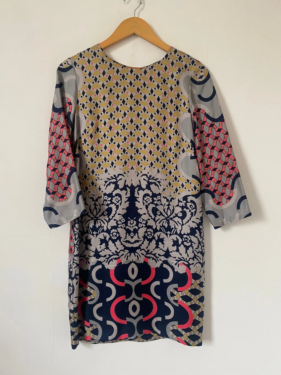 Vilagallo Dress 40 Silk Shift Dress Knee Length 3 4 Sleeve Medium UK 12