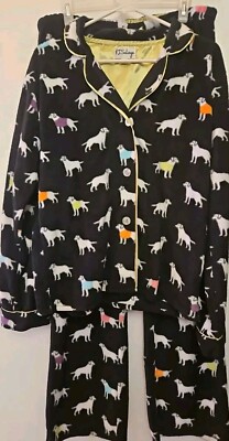 PJ Savage pajamas set XL Cozy Thick Comfort Dogs Animals Black 