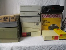 Kodak Carousel 600 Slide Projector, Lot 6 Slide Trays  4 Metal Files, Loader
