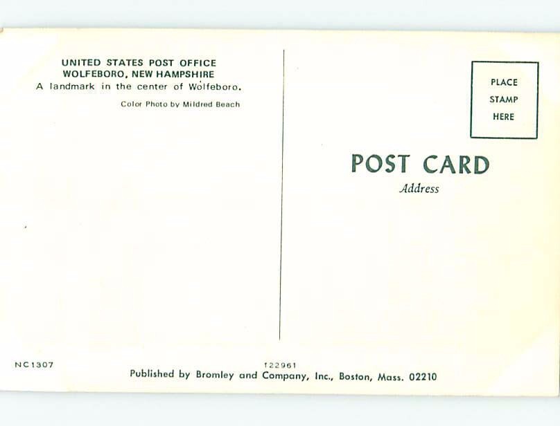 Pre1980 POST OFFICE SCENE Wolfeboro Near Laconia New Hampshire NH