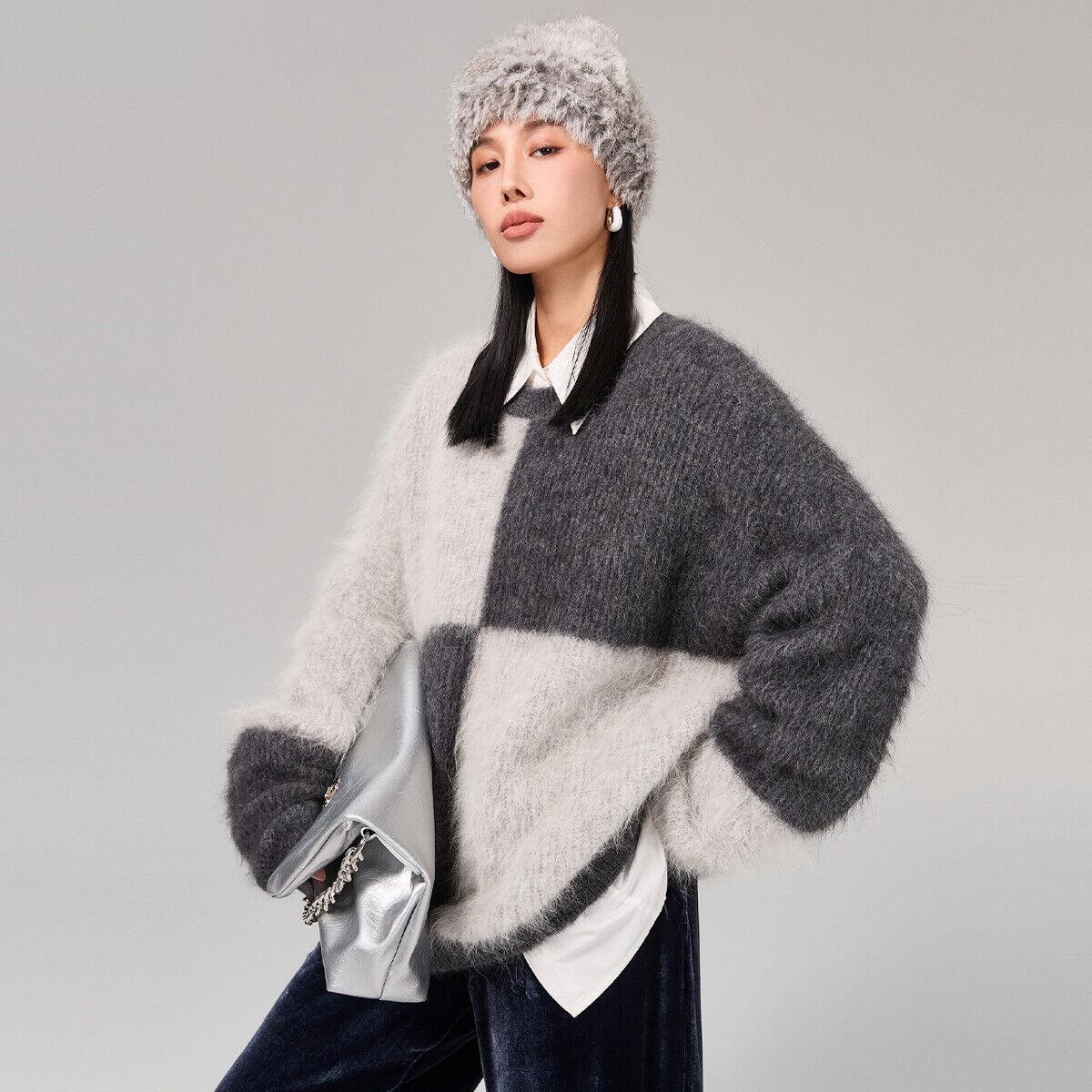 Ladies Youth Autumn Knitwear Warm Loose Casual Crewneck Pullover Loose Sweaters